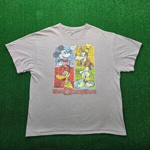 Walt Disney World Tshirt Mens XL Gray Short Sleeve Mickey Goofy Pluto‎ Donald